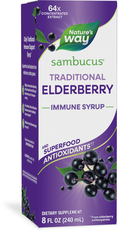 <{%PRIMARY_15332%}>Nature's Way® | Sambucus Traditional Elderberry Immune Syrup, 8 fl oz (240 ml), Elderberry