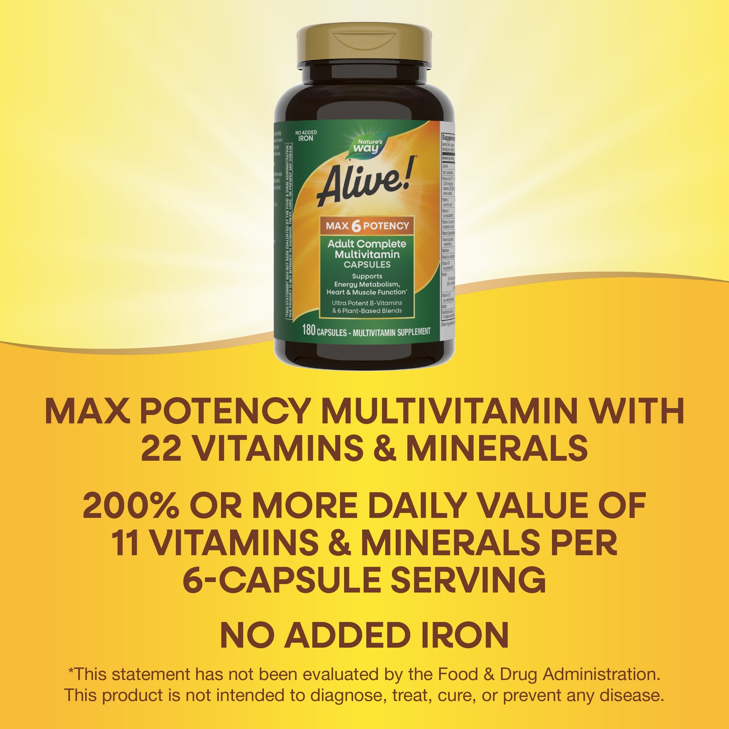 <{%MAIN12_15709%}>Nature's Way® | Alive! Max6 Potency Adult Complete Multivitamin-No Added Iron