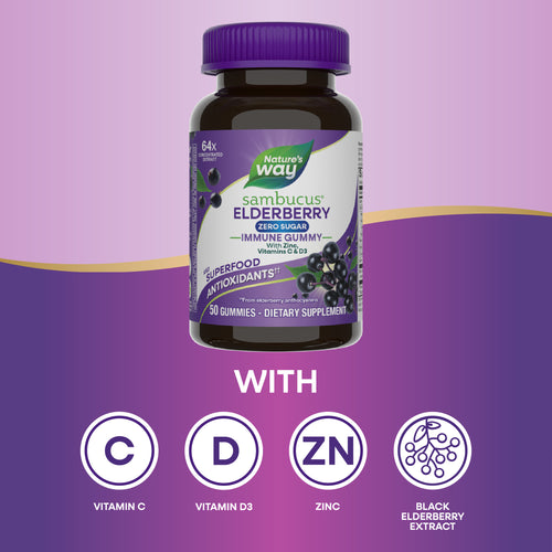 Nature's Way® | Sambucus Elderberry Zero Sugar Immune Gummy Sku:14616
