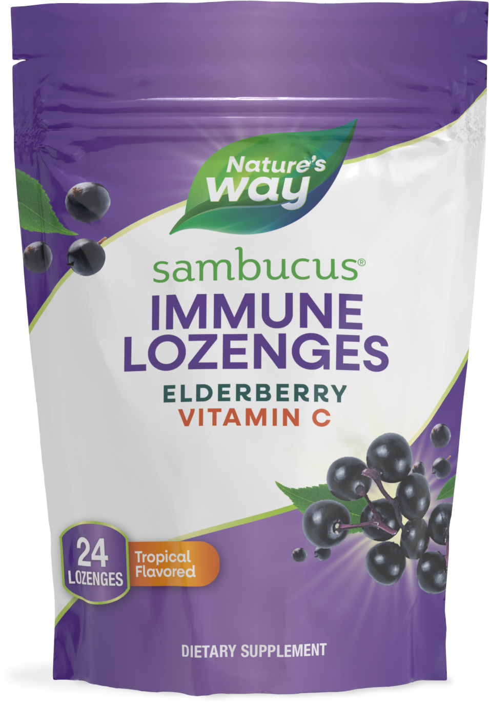 <{%PRIMARY_12963%}>Nature's Way® | Sambucus Vitamin C Lozenges, 24 lozenges, Tropical