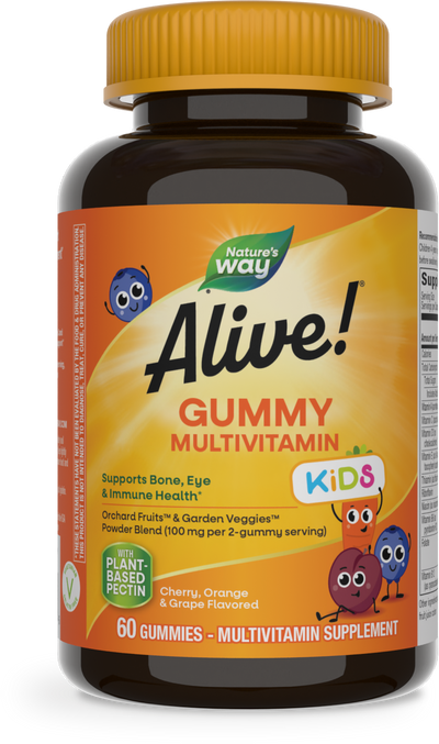 <{%PRIMARY_15788%}>Nature's Way® | Alive! Kids Multivitamin Gummy, 60 gummies, Cherry, Orange & Grape