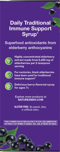 Nature's Way® | Sambucus Traditional Elderberry Immune Syrup - left side of pack Sku:6970