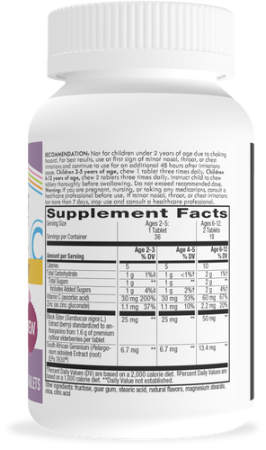 Nature's Way® | Sambucus Relief Chewables for Kids - right side of pack Sku:13670