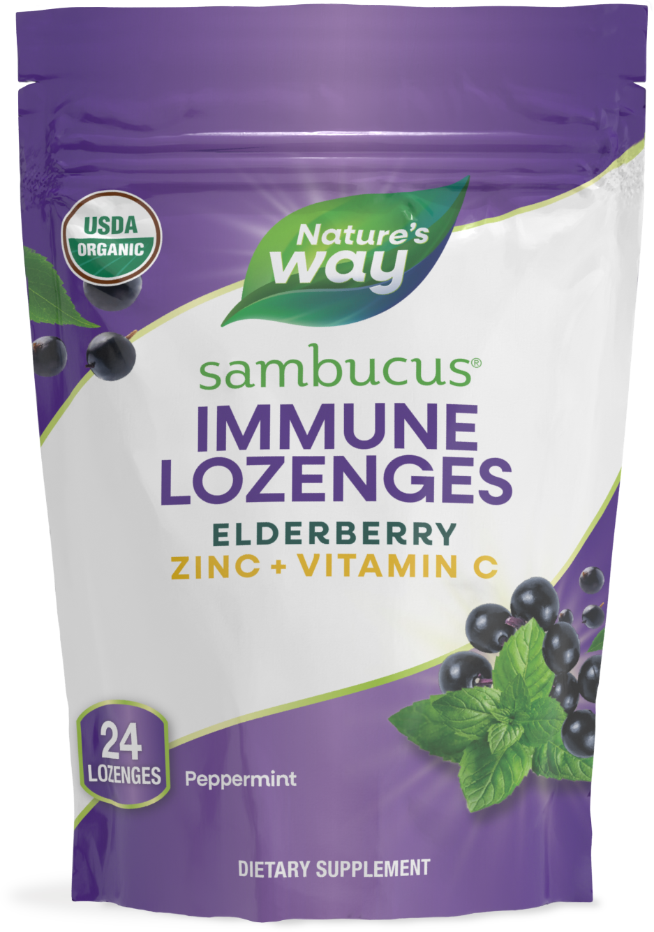 <{%PRIMARY_12088%}>Nature's Way® | Sambucus Immune Lozenges, 24 lozenges, Peppermint