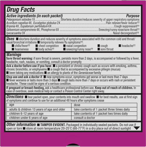 Nature's Way® | Umcka Cold&Flu Relief FastActives - back of pack Sku:15349