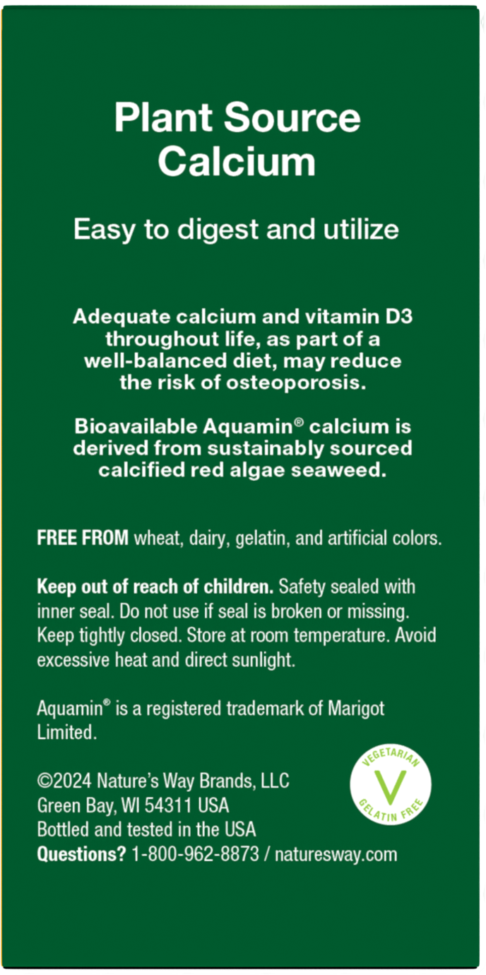 <{%MAIN18_15838%}>Nature's Way® | Alive! Calcium Bone Support - back of pack