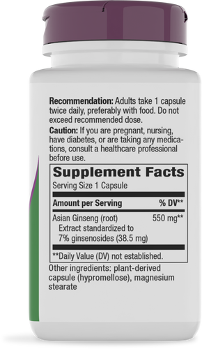 Nature's Way® | Asian Ginseng Standardized Extract - right side of pack Sku:61700