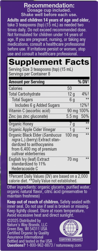 Nature's Way® | Sambucus Cough + Immune Elderberry Syrup - right side of pack Sku:13313