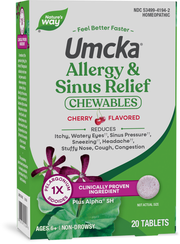 Nature's Way® | Umcka Allergy & Sinus Relief Chewables, 20 chewables, Cherry Sku:12194