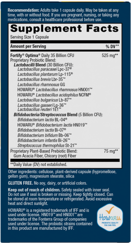 Nature's Way® | Fortify Optima 35 Billion Probiotic - right side of pack Sku:15653