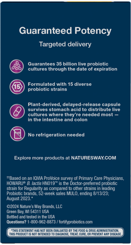Nature's Way® | Fortify Optima 35 Billion Probiotic - left side of pack Sku:15652