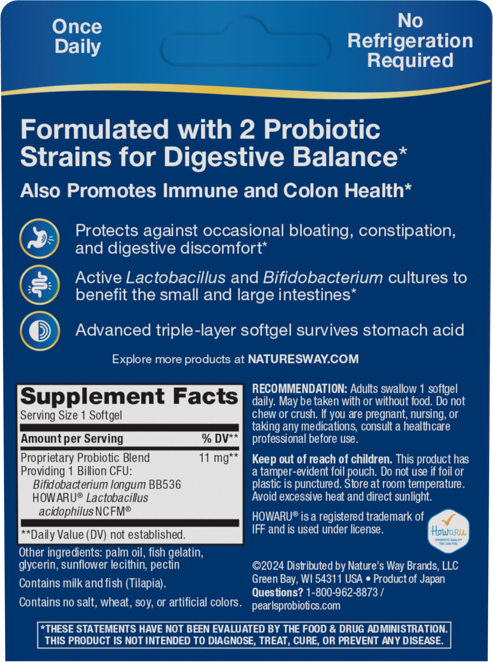 <{%MAIN2_04293%}>Nature's Way® | Probiotic Pearls Acidophilus - back of pack