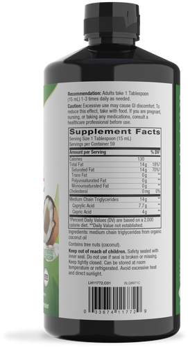 Nature's Way® | Organic MCT Oil - right side of pack Sku:11772