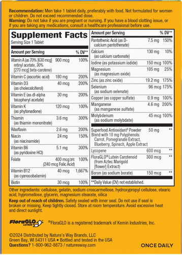 Nature's Way® | Alive! Men's 50+ Complete Multivitamin - back of pack Sku:13661