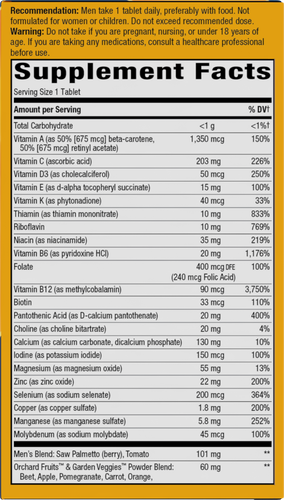 Nature's Way® | Alive! Men's 50+ Ultra Multivitamin - right side of pack Sku:15691