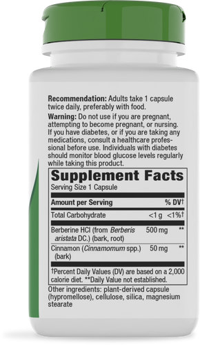 Nature's Way® | Berberine with Cinnamon - right side of pack Sku:15044