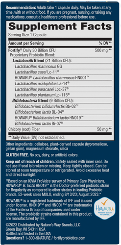 Nature's Way® | Fortify 30 Billion Daily Probiotic - right side of pack Sku:10294