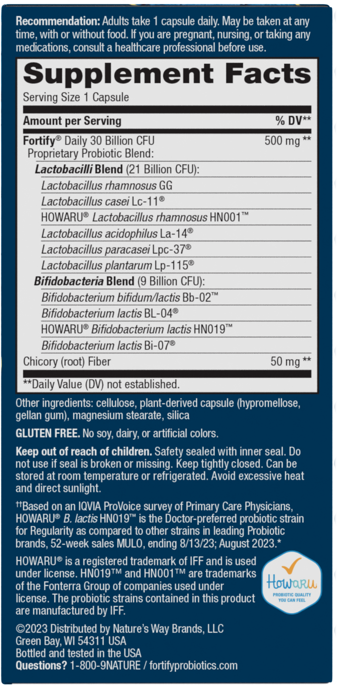 <{%MAIN2_10294%}>Nature's Way® | Fortify 30 Billion Daily Probiotic - right side of pack