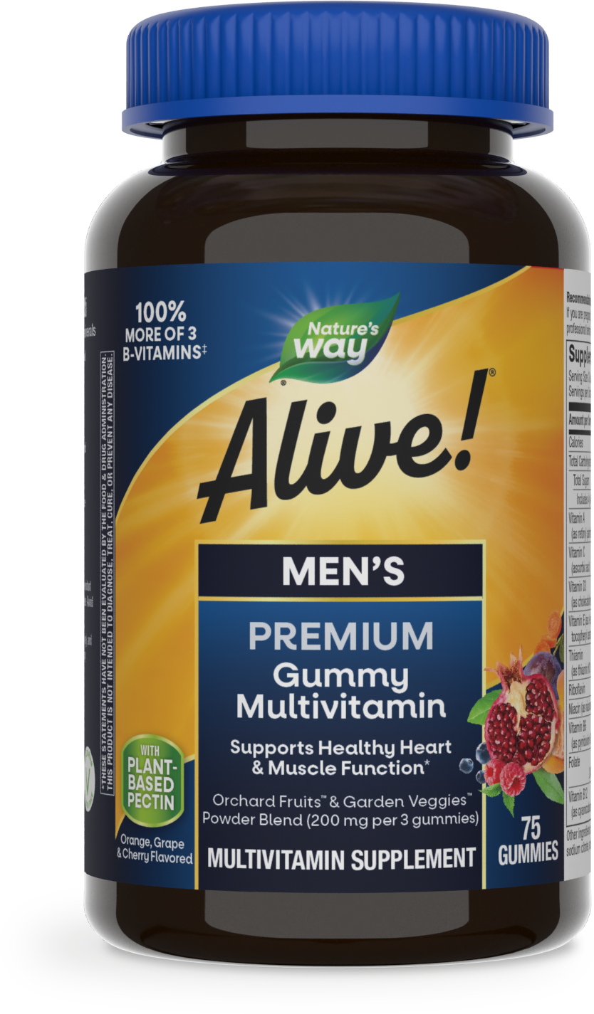 <{%PRIMARY_15895%}>Nature's Way® | Alive! Premium Men's Gummy Multivitamin, 75 gummies