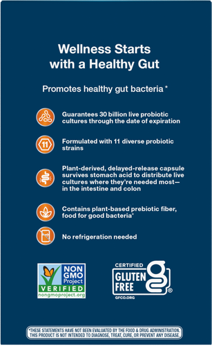 Nature's Way® | Fortify 30 Billion Daily Probiotic Adults 50+ - back of pack Sku:10293