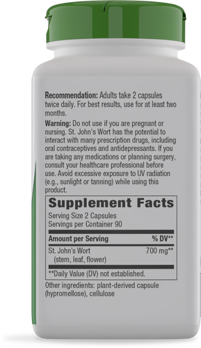 Nature's Way® | St. John's Wort Herb - right side of pack Sku:14041