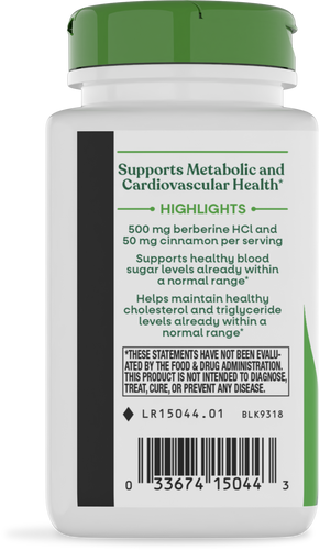 Nature's Way® | Berberine with Cinnamon - left side of pack Sku:15044
