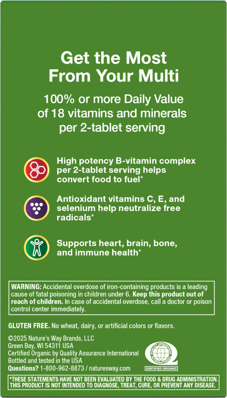 <{%MAIN3_12111%}>Nature's Way® | Alive! Women's Garden Goodness Complete Multivitamin - back of pack