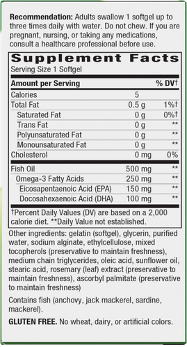 Nature's Way® | Fisol Fish Oil - right side of pack Sku:15334