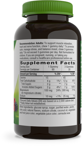 Nature's Way® | Magnesium Gummy - right side of pack Sku:14602