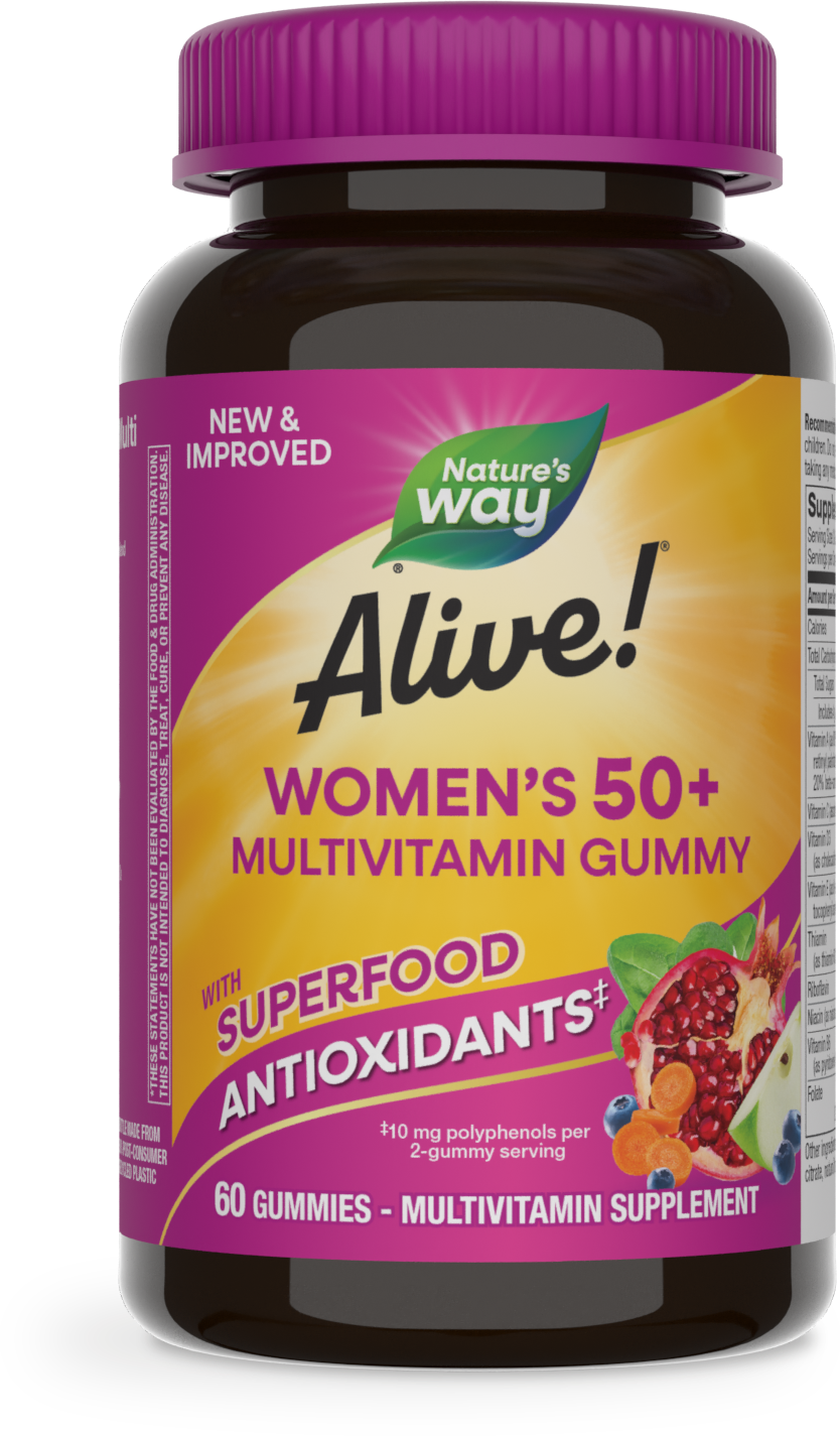 <{%PRIMARY_15904%}>Nature's Way® | Alive! Women's 50+ Gummy Multivitamin, 60 gummies, Mixed Berry