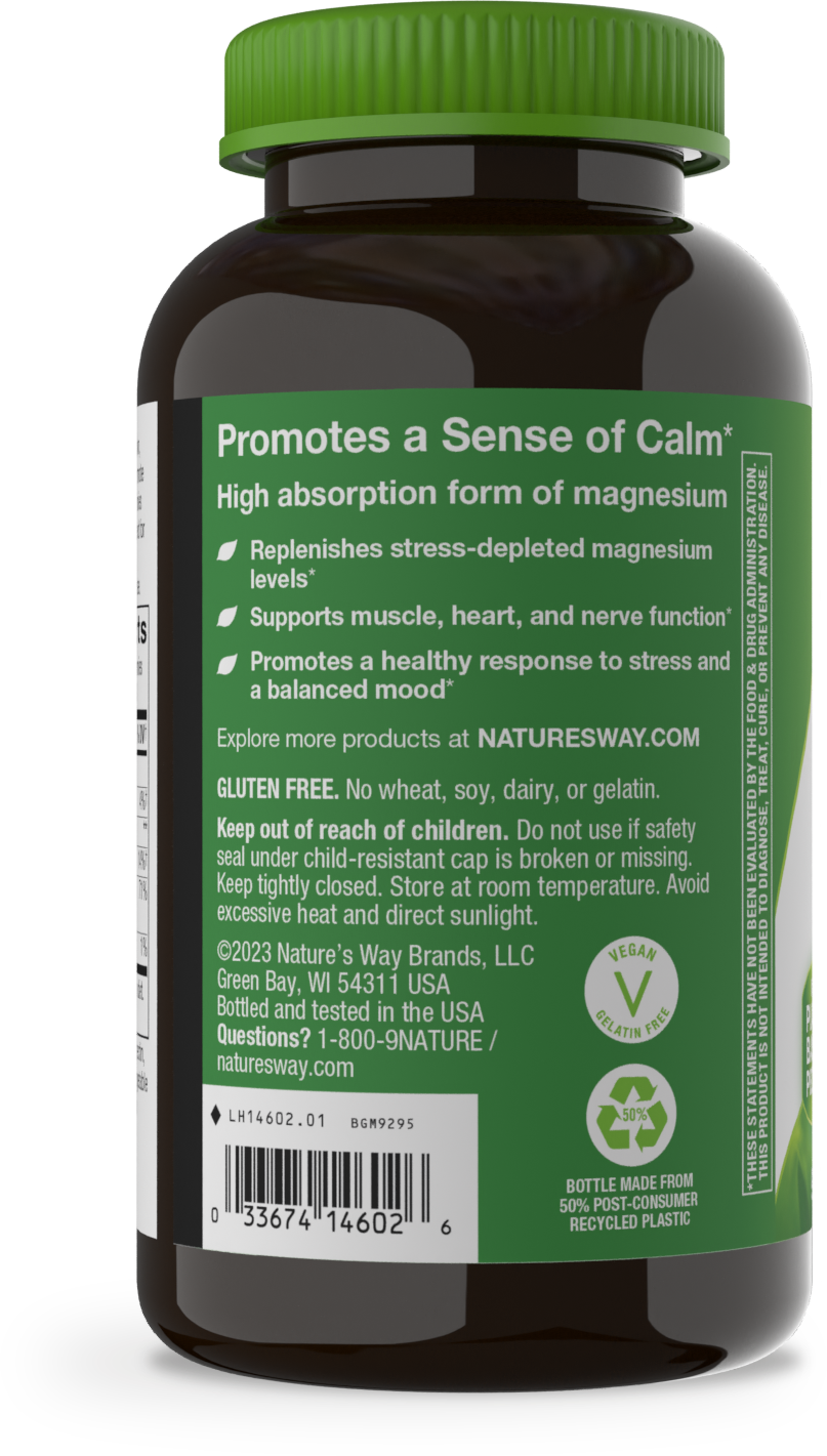 <{%MAIN2_14602%}>Nature's Way® | Magnesium Gummy - left side of pack