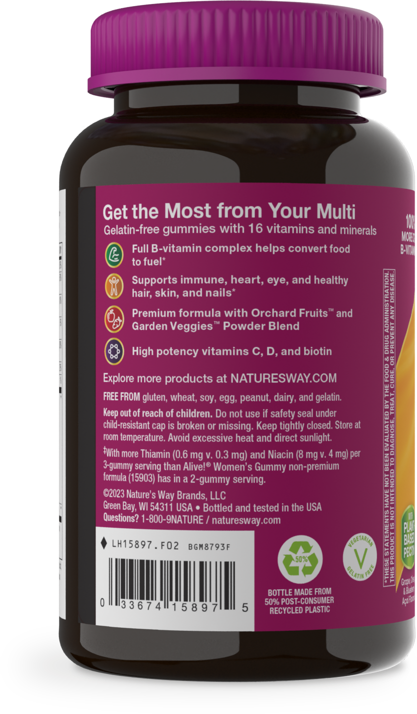 <{%MAIN3_15897%}>Nature's Way® | Alive! Premium Women's Gummy Multivitamin - left side of pack