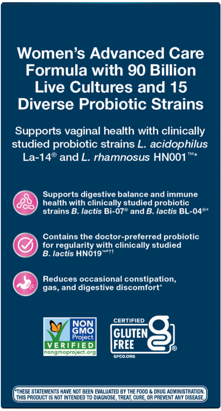 <{%MAIN3_15859%}>Nature's Way® | Fortify Optima Women's Advanced Care 90 Billion Probiotic - back of pack