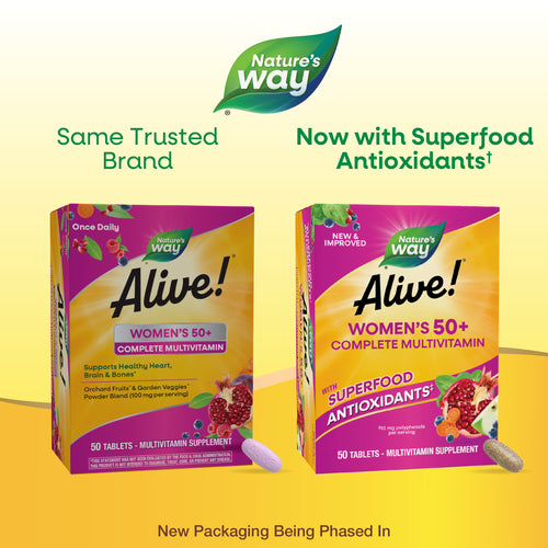 Nature's Way® | Alive! Women's 50+ Complete Multivitamin - package updates old to new Sku:13662