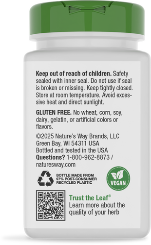 Nature's Way® | Asian Ginseng - back of pack Sku:13300