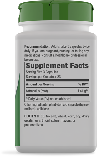 Nature's Way® | Astragalus Root - right side of pack Sku:10180