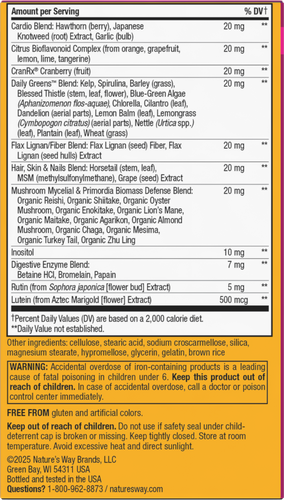 Nature's Way® | Alive! Women's Ultra Multivitamin - back of pack Sku:15686