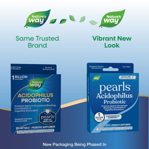 Nature's Way® | Probiotic Pearls Acidophilus - package updates old to new Sku:04299