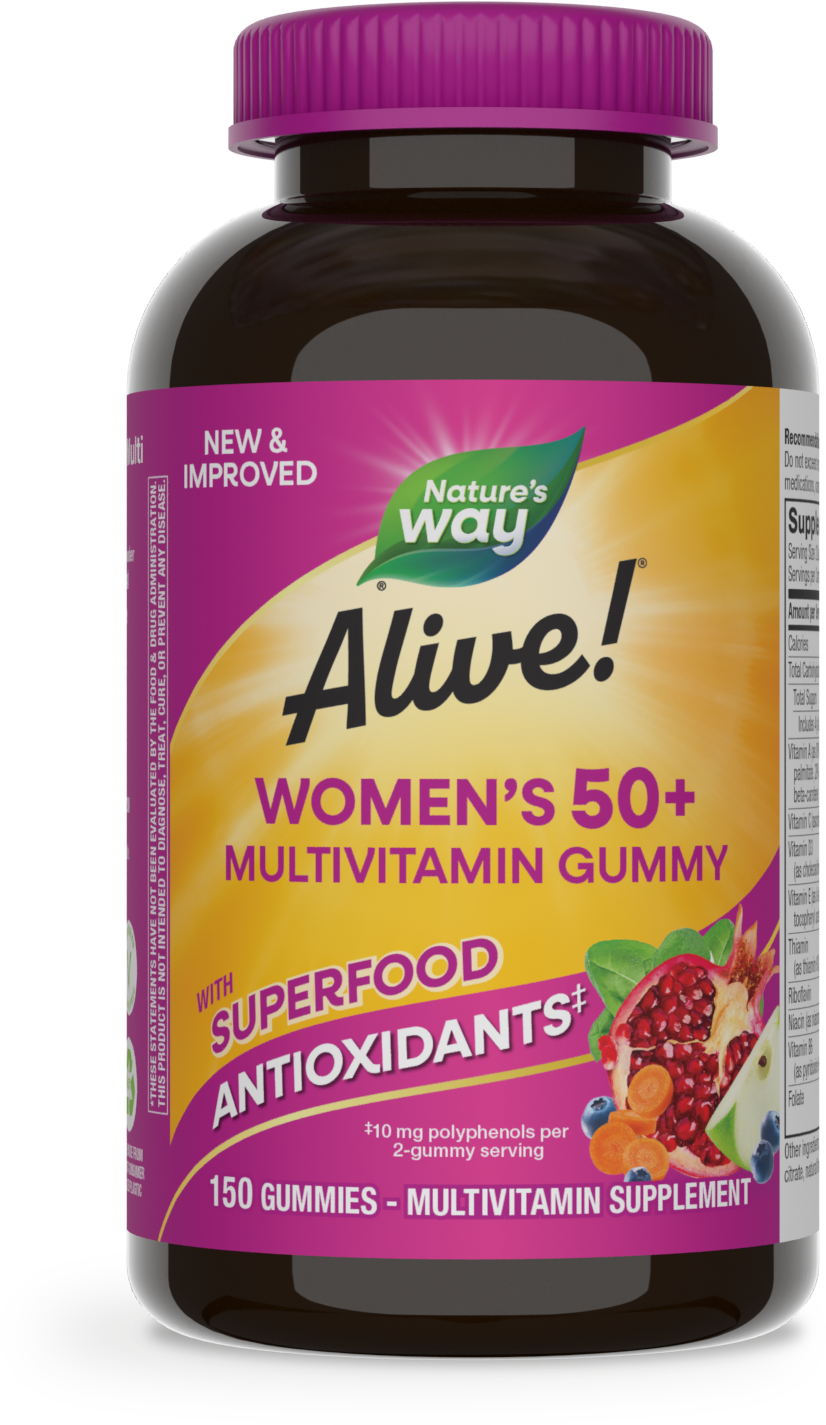 <{%PRIMARY_14068%}>Nature's Way® | Alive! Women's 50+ Gummy Multivitamin, 150 gummies, Mixed Berry