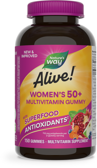 <{%PRIMARY_14068%}>Nature's Way® | Alive! Women's 50+ Gummy Multivitamin, 150 gummies, Mixed Berry