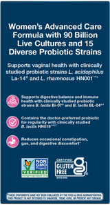 <{%MAIN3_15859%}>Nature's Way® | Fortify Optima Women's Advanced Care 90 Billion Probiotic - back of pack