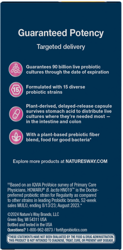 Nature's Way® | Fortify Optima Women's Advanced Care 90 Billion Probiotic - left side of pack Sku:15859