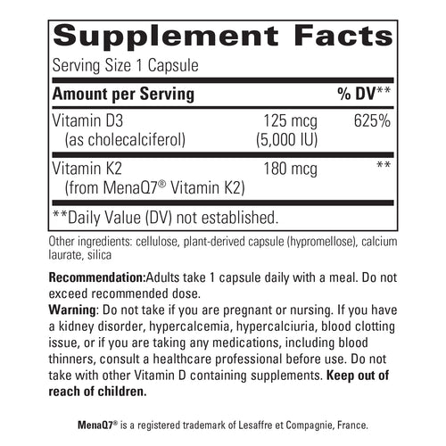 Nature's Way® | K2 + D3 - supplement facts Sku:14792
