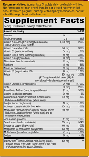 Nature's Way® | Alive! Max3 Potency Women's Complete Multivitamin - right side of pack Sku:15543
