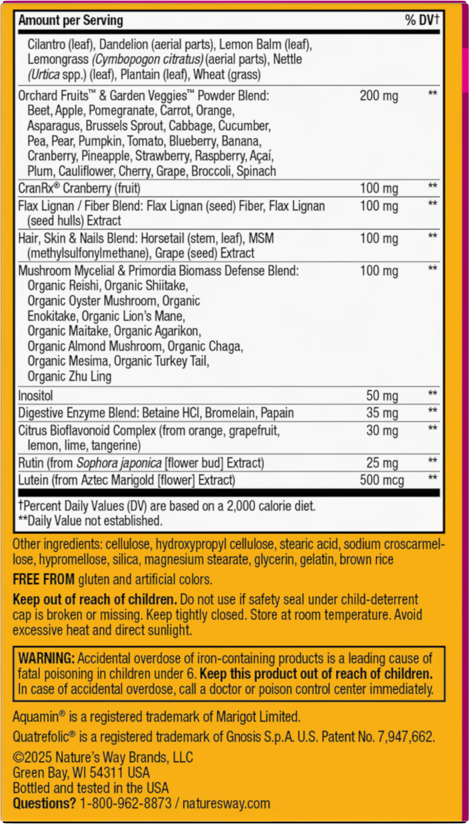 <{%MAIN3_15543%}>Nature's Way® | Alive! Max3 Potency Women's Complete Multivitamin - back of pack