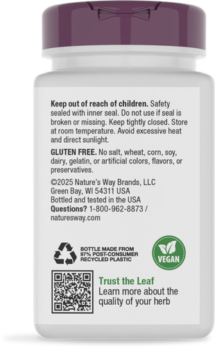 Nature's Way® | Black Cohosh - back of pack Sku:15353