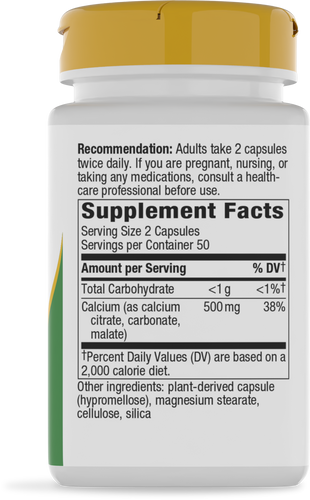 Nature's Way® | Calcium Citrate, Carbonate & Malate - right side of pack Sku:41010