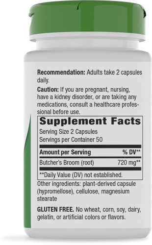 Nature's Way® | Butcher's Broom Root - right side of pack Sku:11250