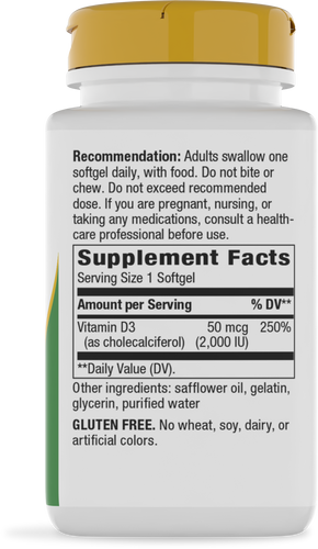 Nature's Way® | Vitamin D3 - right side of pack Sku:15604