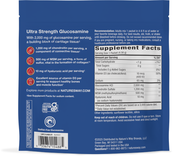 Nature's Way® | Joint Movement Glucosamine Drink Mix - back of pack Sku:15488